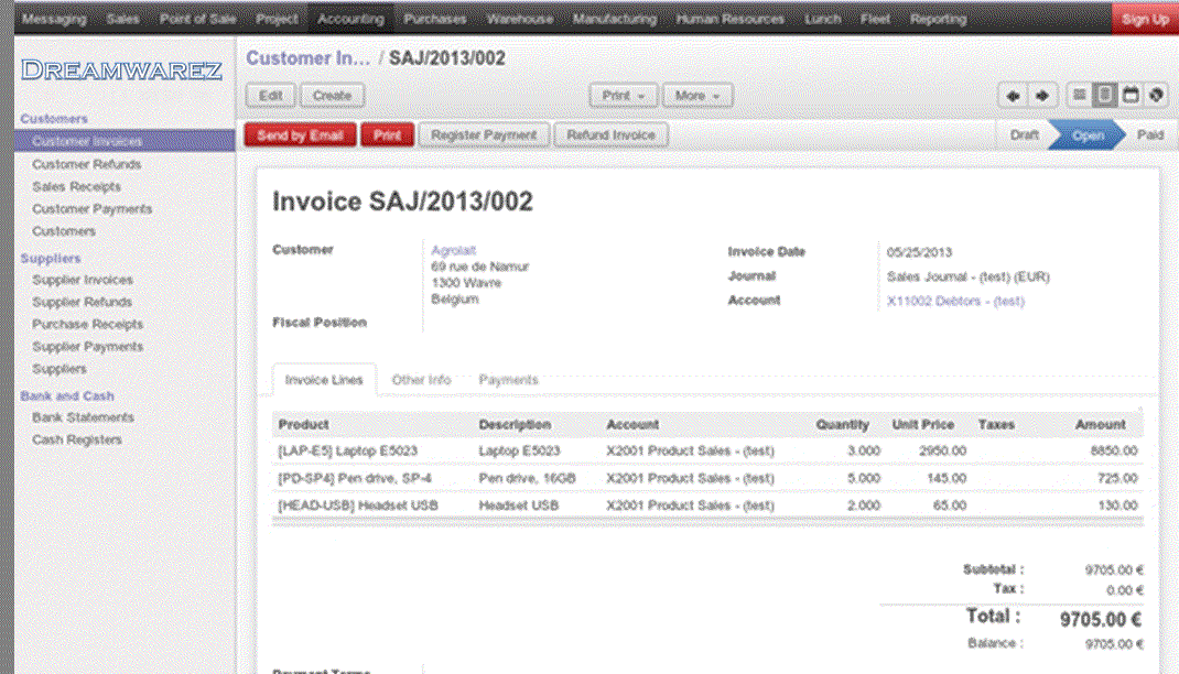 Odoo text and image block